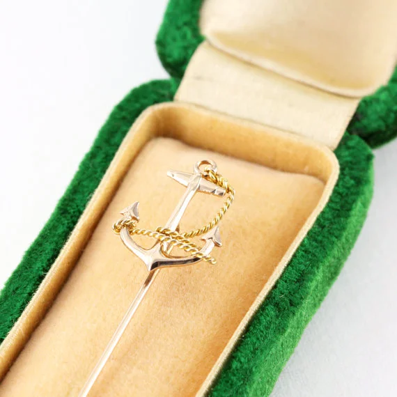 Antique Anchor Stick Pin via HeartDecoShop