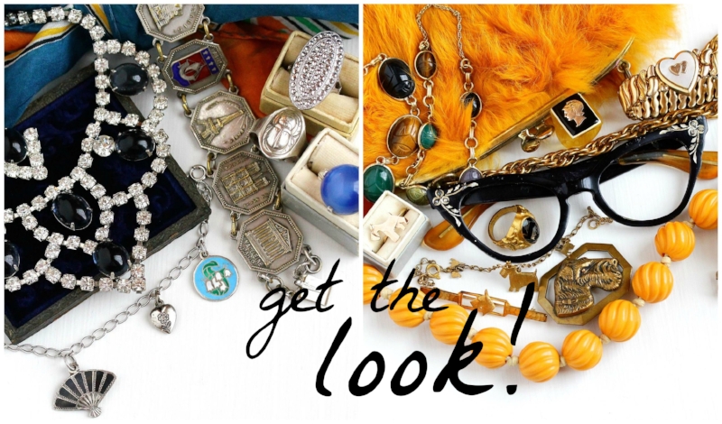 The jewelry Amanda Jean wore on the left, and the jewelry Dahlia Jean wore on the right - all for sale in our Etsy shop! <3