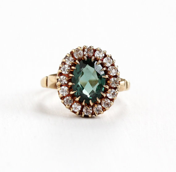 Our antique cluster ring was the perfect piece for our alternative bride!