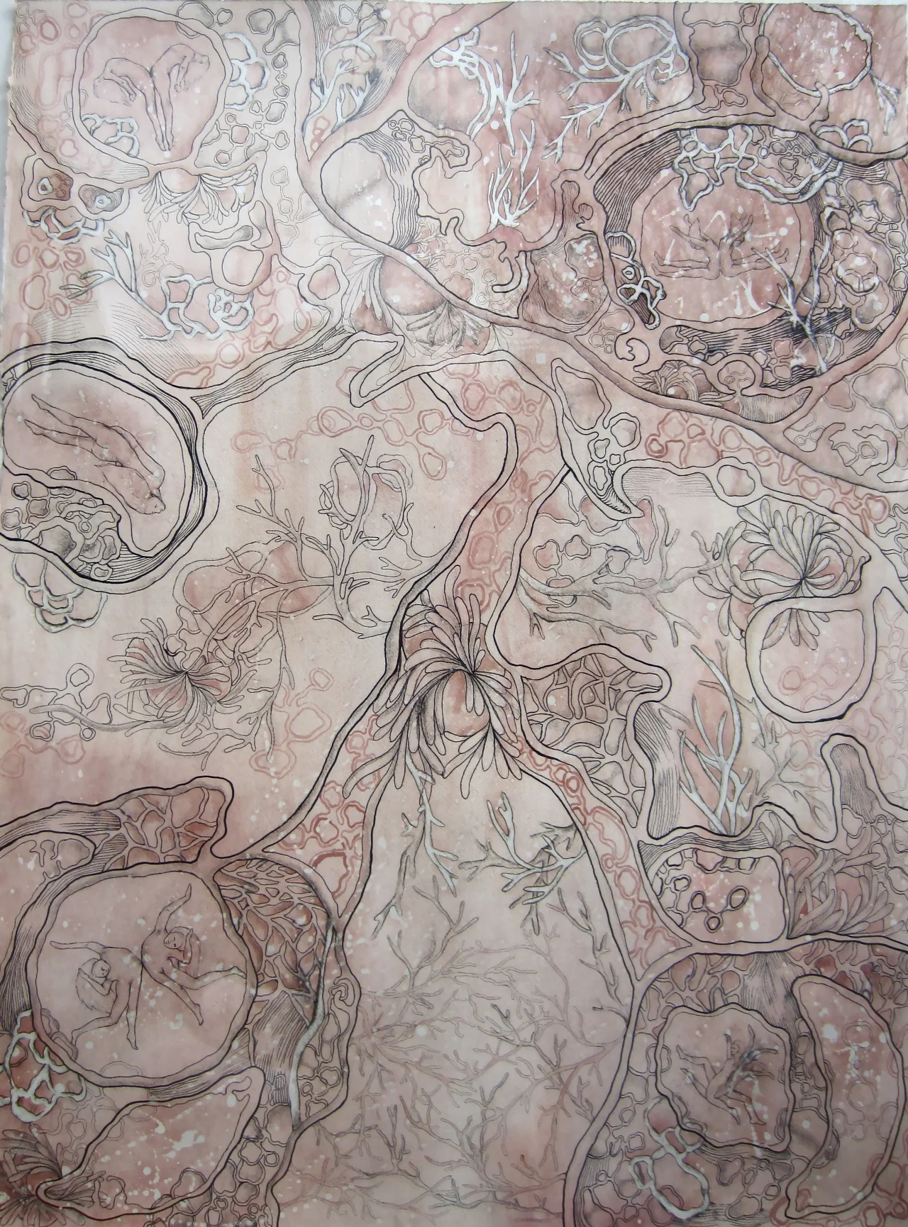 Purity 22" x 30" watercolor, pen and ink, wax, and graphite on paper, 2012