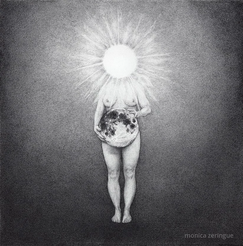 Radiant 2014, graphite on primed linen, 12" x 12" 