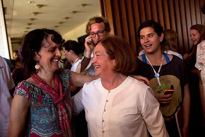 Nobel Peace Prize winner Mairead Maguire met with Elana Haviv at the Peace Conference to shared her inspirational story of starting the Peace People in Northern Ireland with the youth.