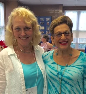 With Linda Leedy Schneider, poetry and writing mentor and psychotherapist, at the International Women's Writing Guild 2015 Summer Conference in Litchfield, Connecticut.