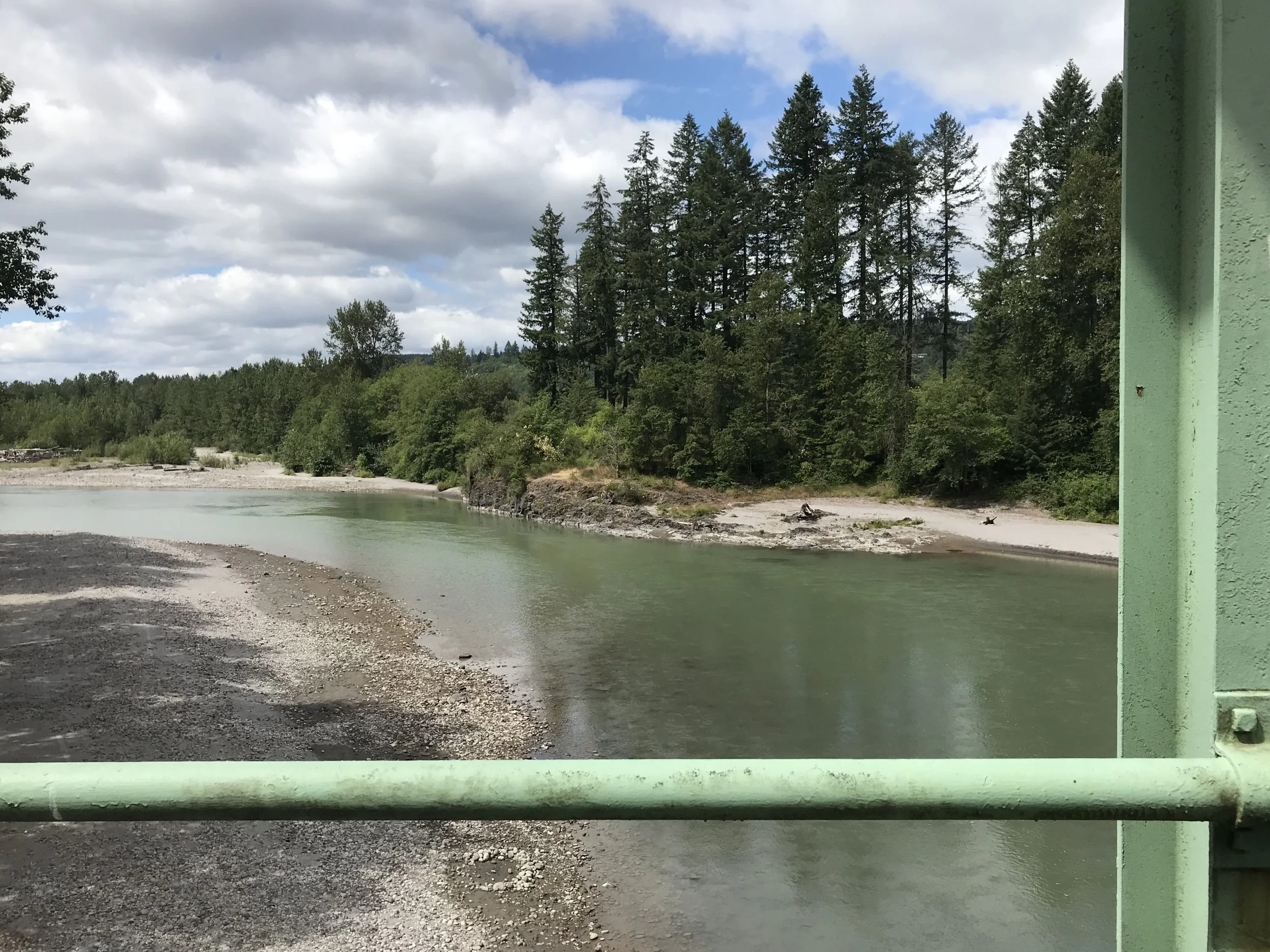 Crossing the Cowlitz River.