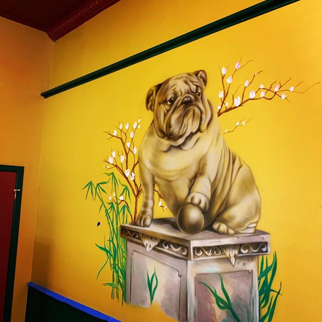 Mural-ing. #airbrushonwall #drakebulldog