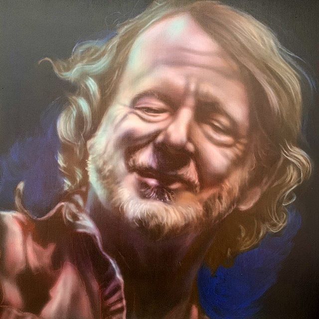 &lsquo;JB&rsquo; 12x12 acrylic on wood. Excited to share this item from my #etsy shop: John Bell https://etsy.me/2XMUMuH (search: Palmer Square Studios on Etsy.com) #wsp #wsmfp #johnbell #airbrush #airbrushonwood