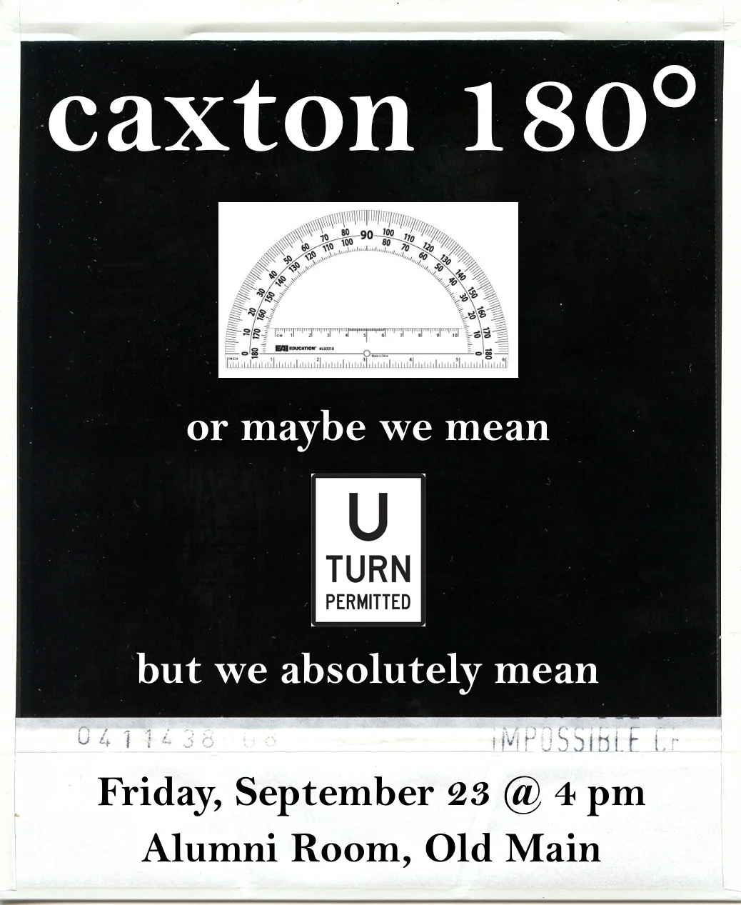 Caxton 180° September 23, 2016 @ 4 o'clock Alumni Room, Old Main Caxton Club