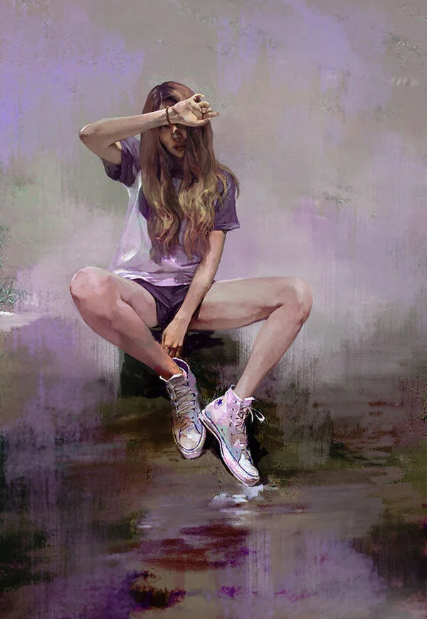  Acrylic and Watercolors on Canvas, 24” x 36” 