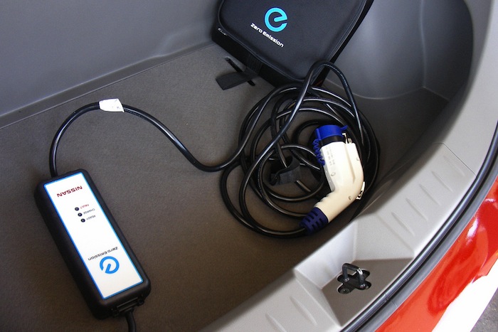 An example of what commercial ECOtality Level 2 chargers might look like in a parking lot installation.
