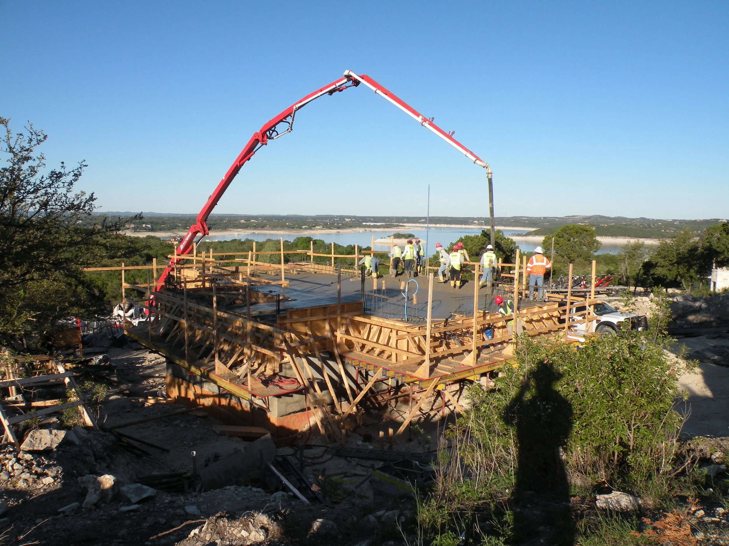 Second level concrete being pumped in and finished. 