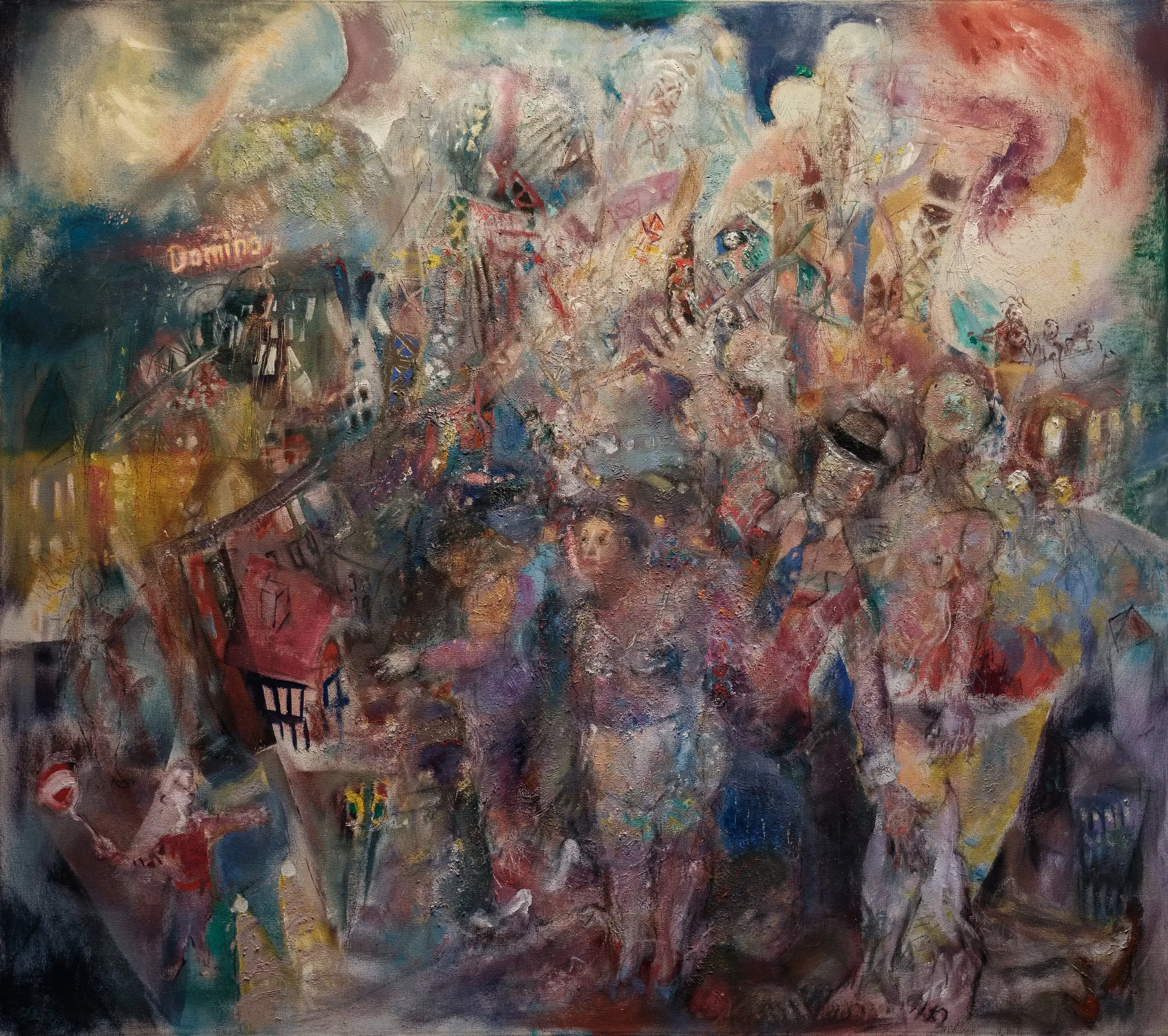 The Destruction of the Williamsburg Bridge
 
 48" × 54"  Tempera and oil on canvas  2025 