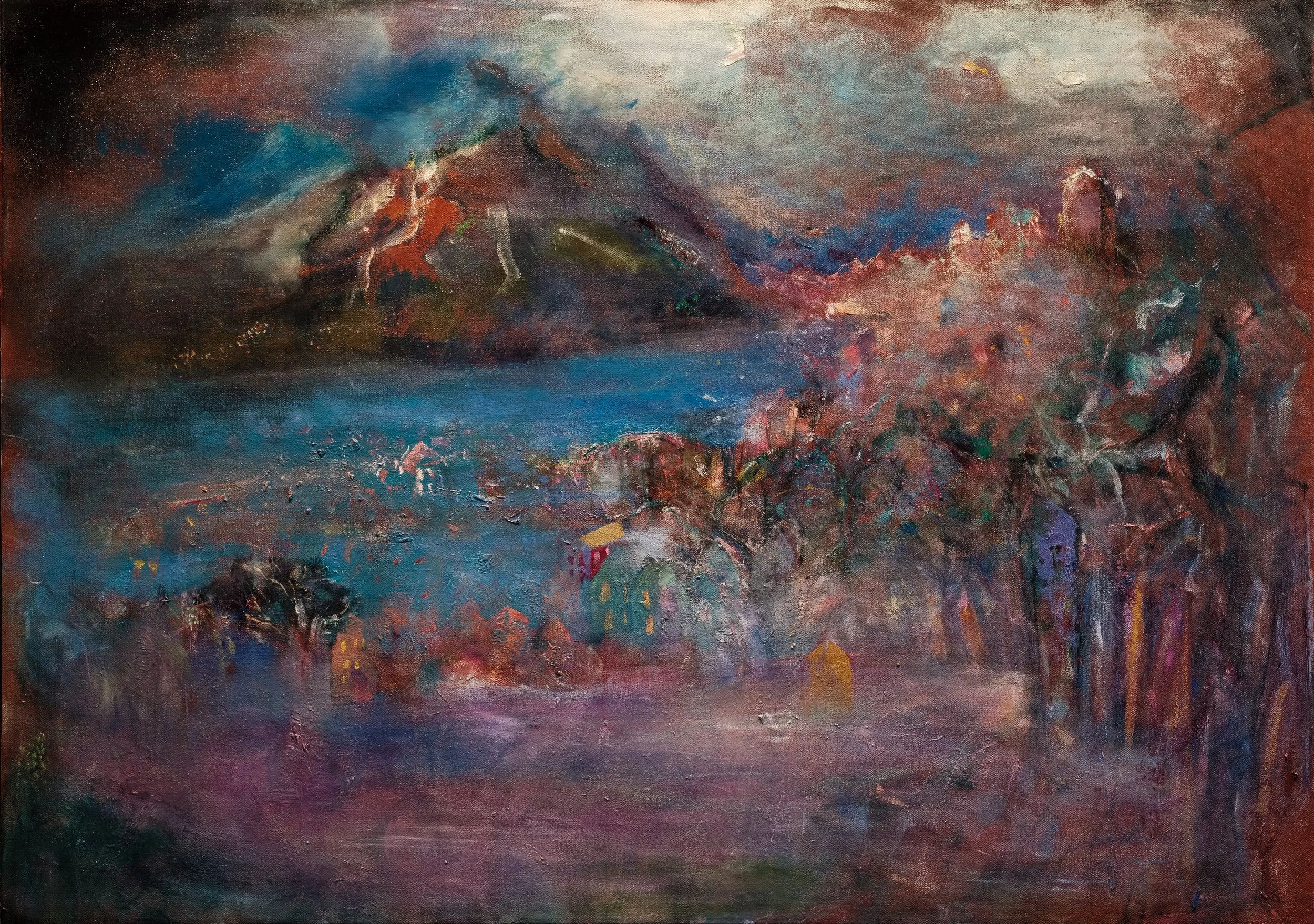 Fjord
 
 34" × 48"  Tempera and oil on canvas  2025 