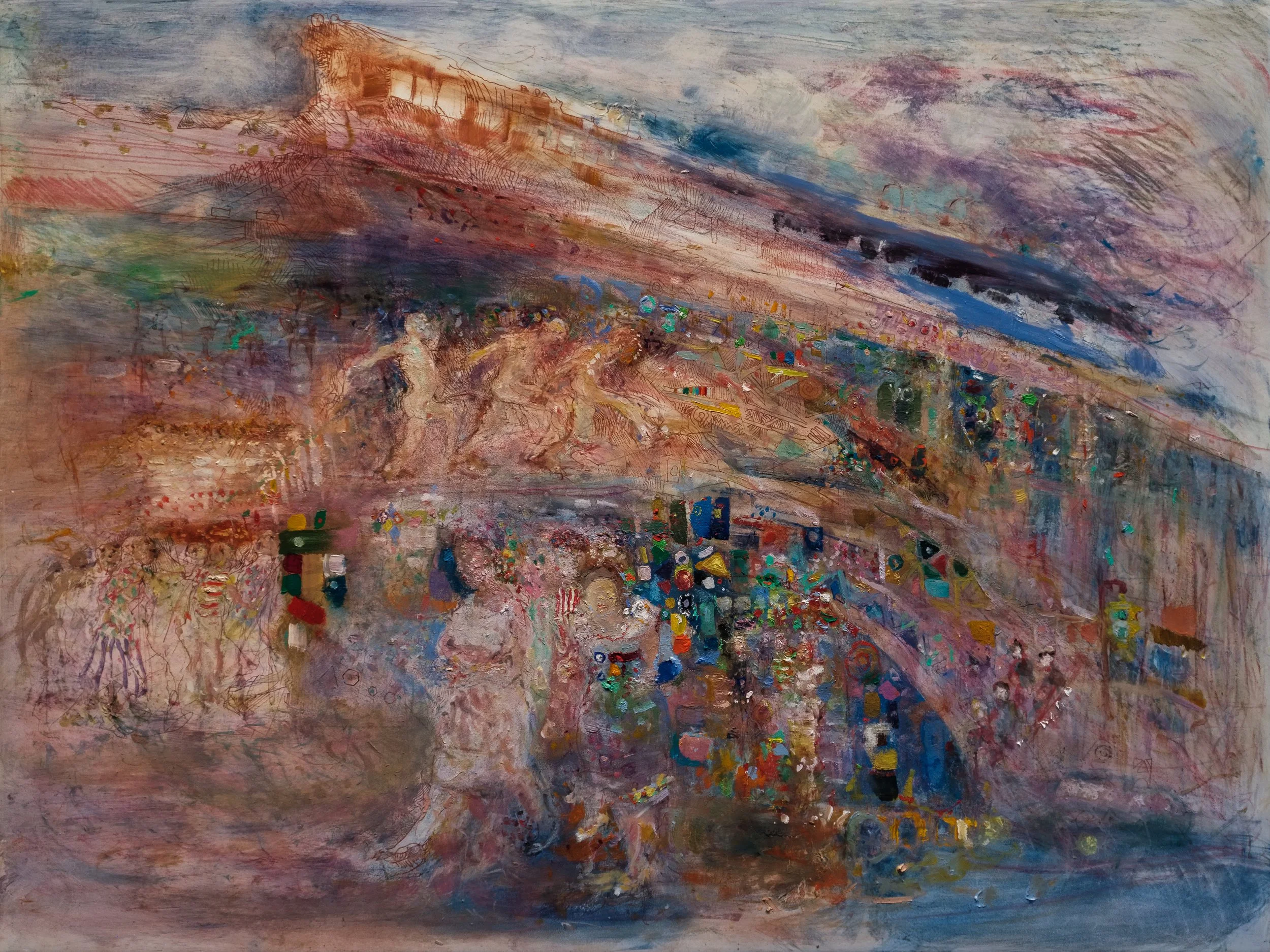 Embarkation Point
 
 18" × 24"  Tempera and oil on panel  2025 