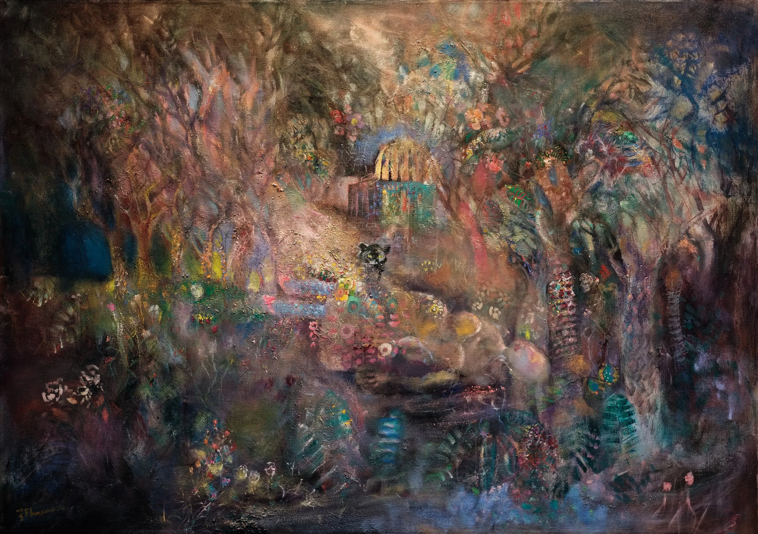Secret Garden
 
 38" × 54"  Tempera and oil on canvas  2025 