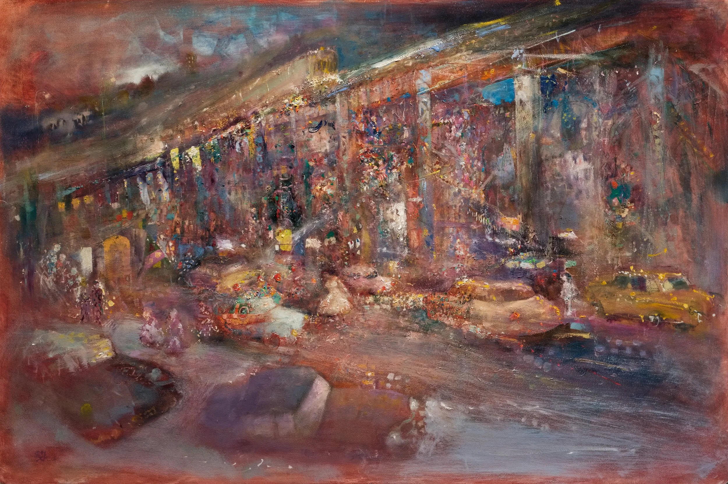 The El
 
 24" × 36"  Tempera and oil on panel  2025 