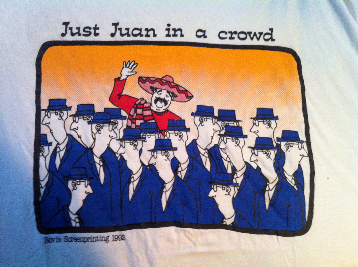 A t-shirt given to the writer by his late father, Juan.