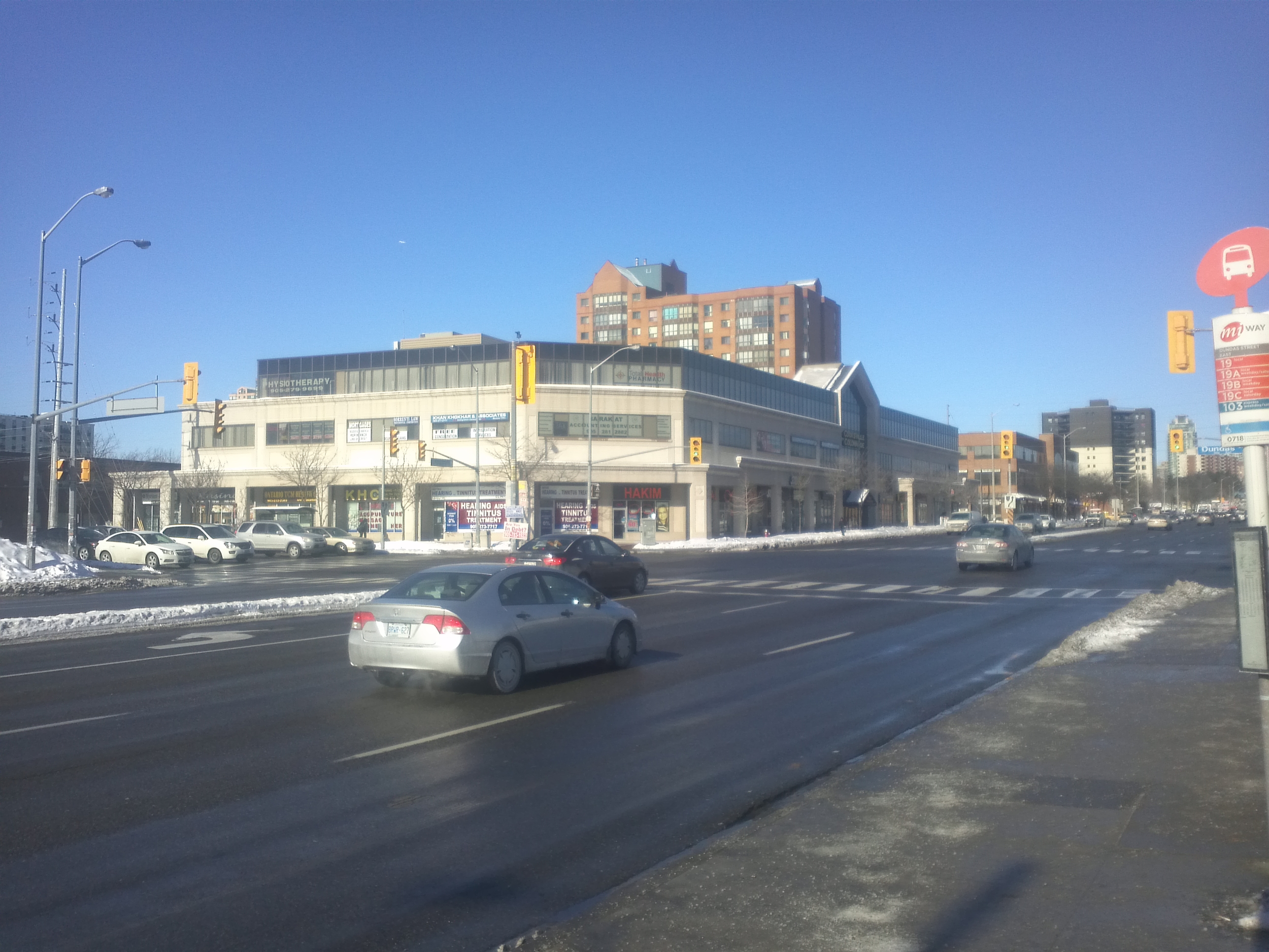 Early morning at the corner of Five and Ten in Mississauga. Photo by Myles Marcus.