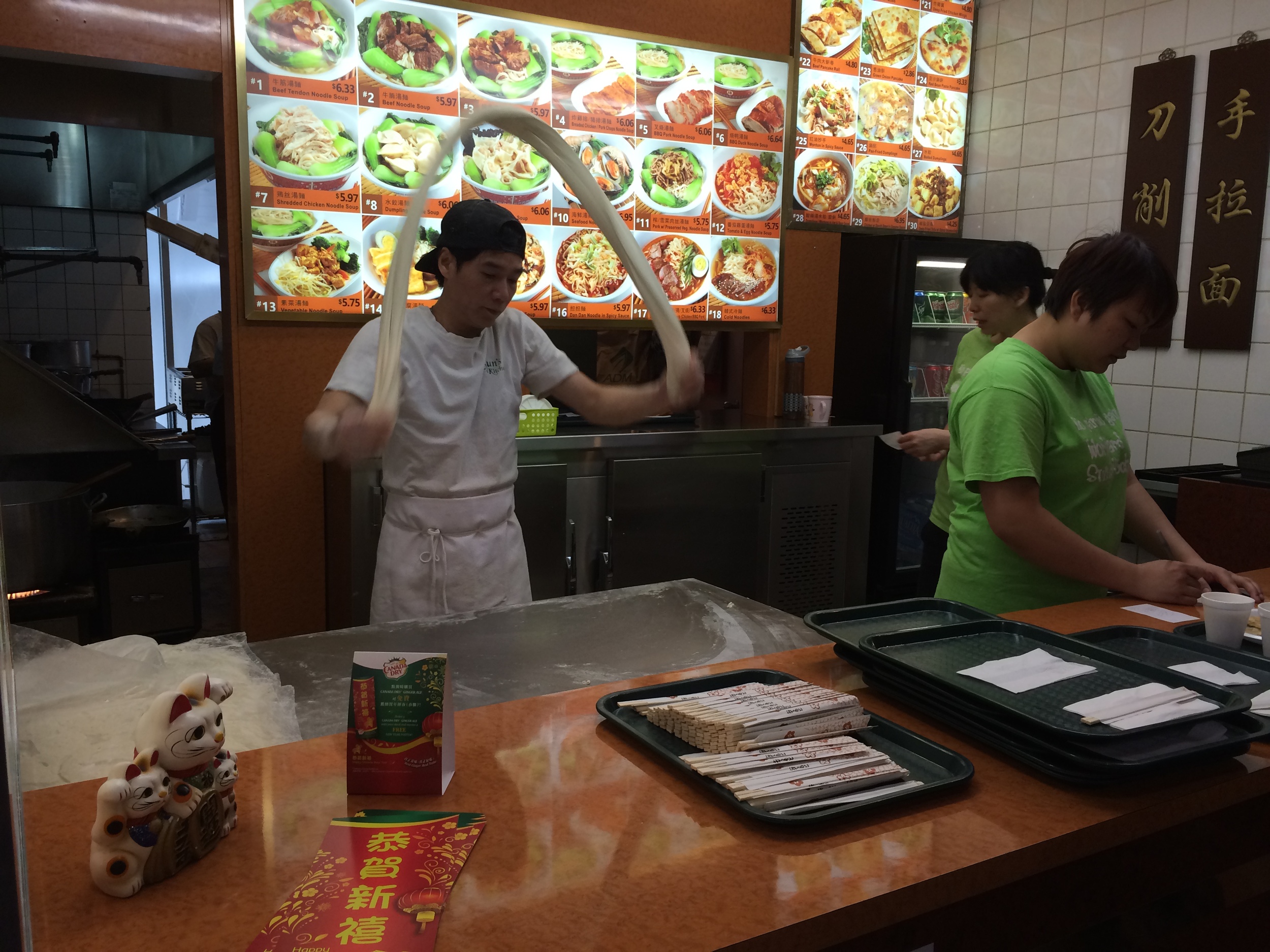 Making noodles by hand at Sun’s Kitchen, located in the upstairs food court at Pacific Mall