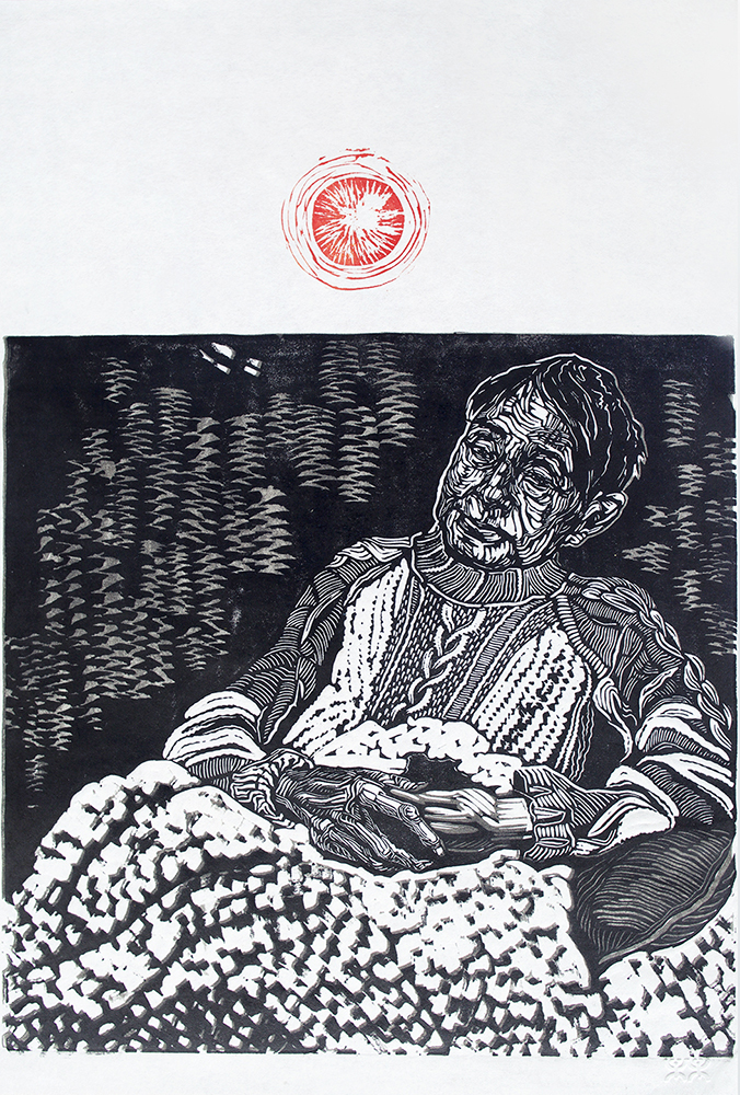 Linocut relief prints by Alexa Hatanaka