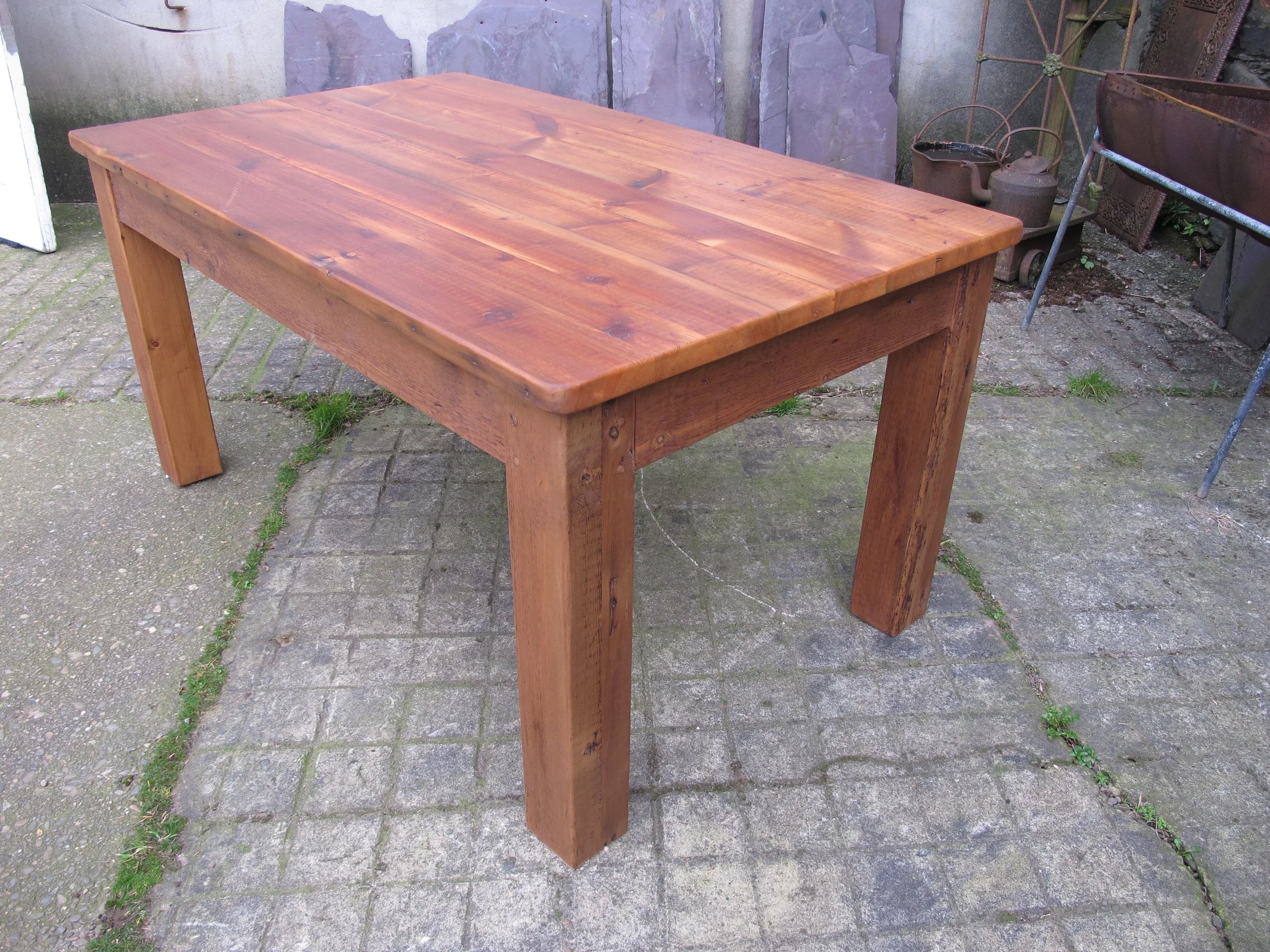 5ft x 3ft reclaimed pine table in a rustic finish £475.00 SOLD These can be made to measure and another will be in the showroom shortly.