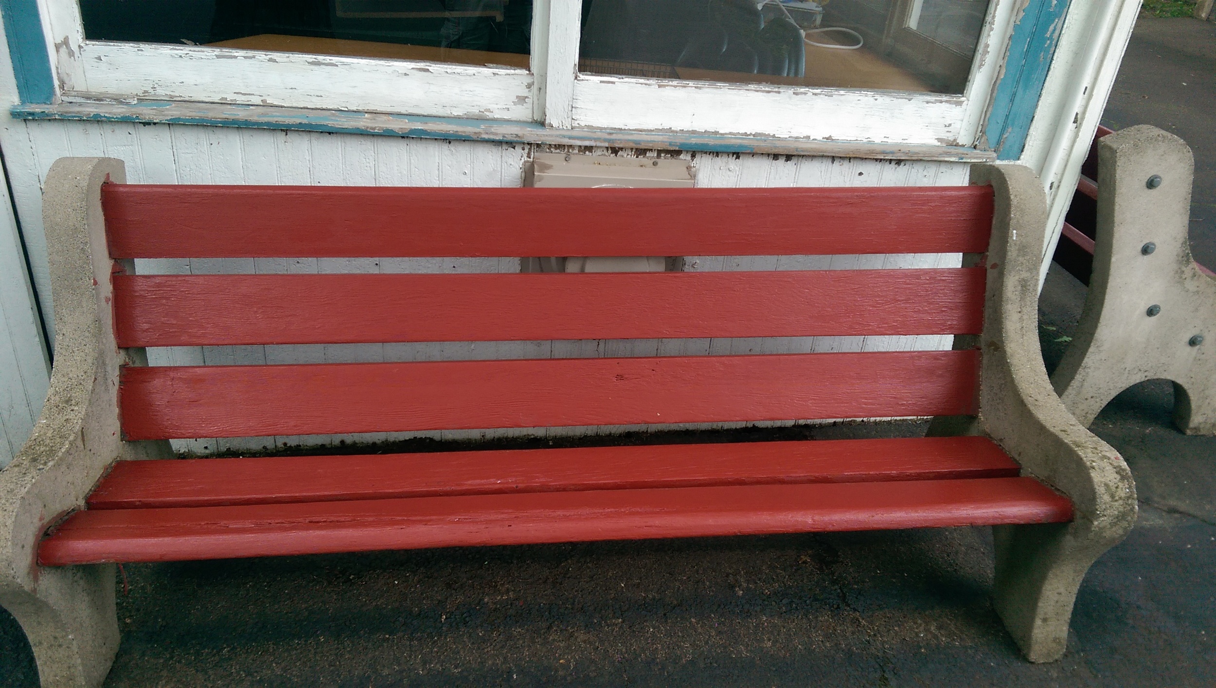 Newly repainted benches in the Snack Stand area!