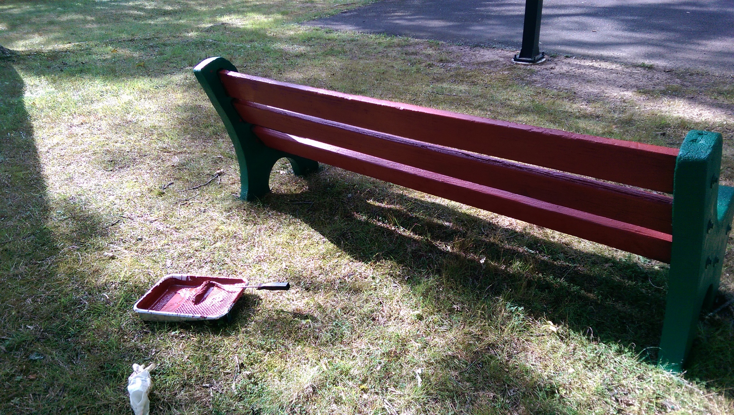 Newly repainted benches are looking are looking pretty great!