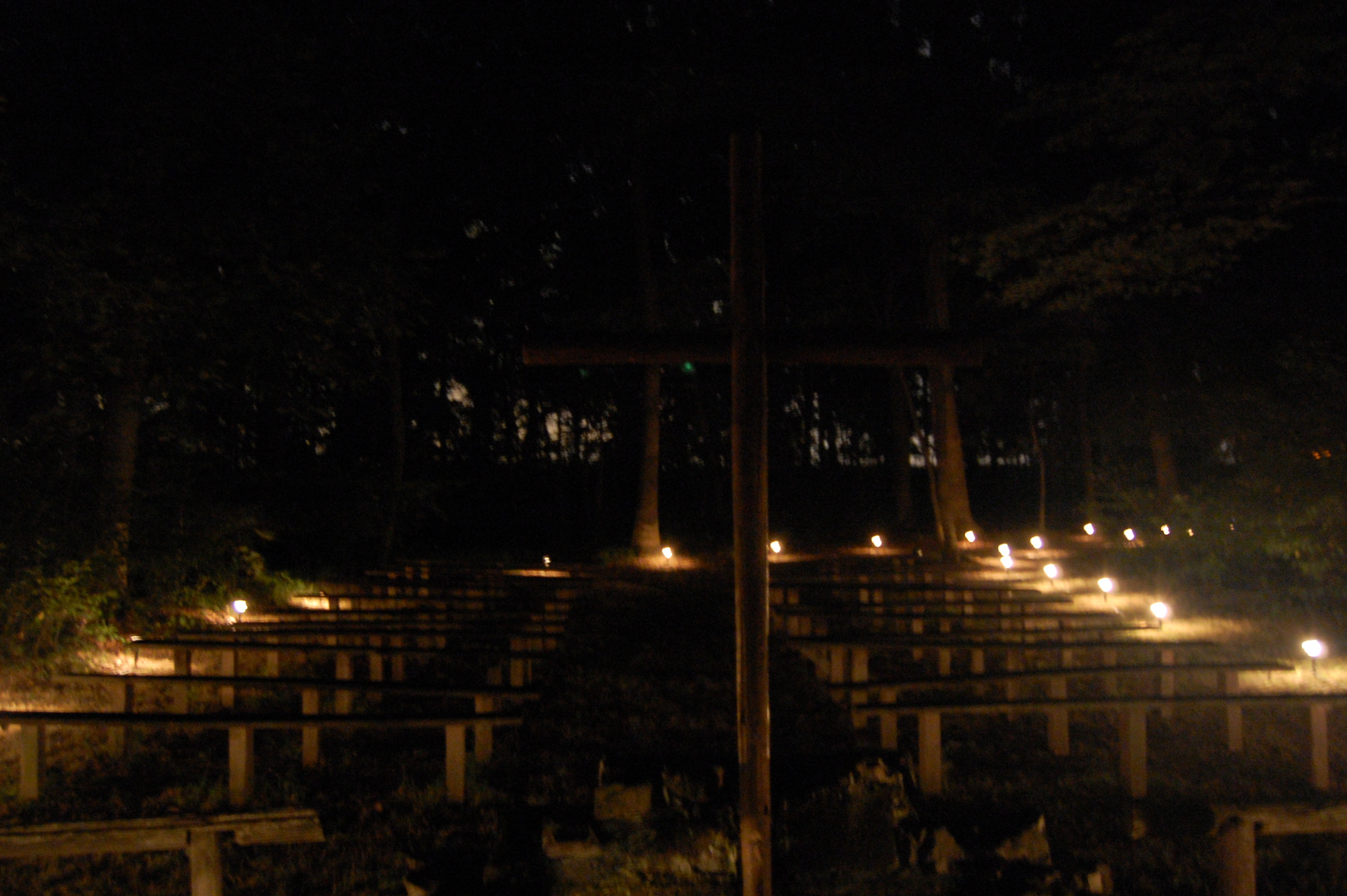   The Chapel in the Woods, all decked out for the Night of Silence which takes place during our Youth Camp.  