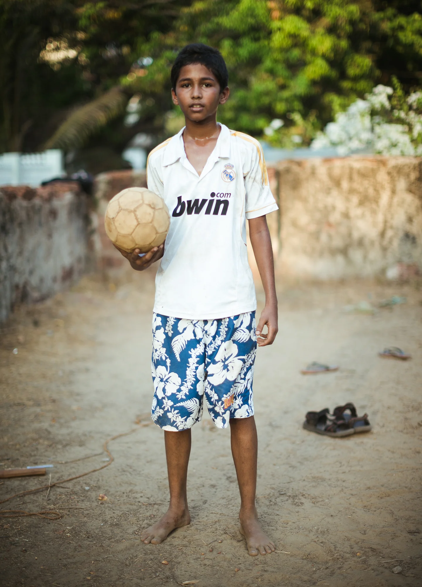 Kids playing football in Goa, India.
