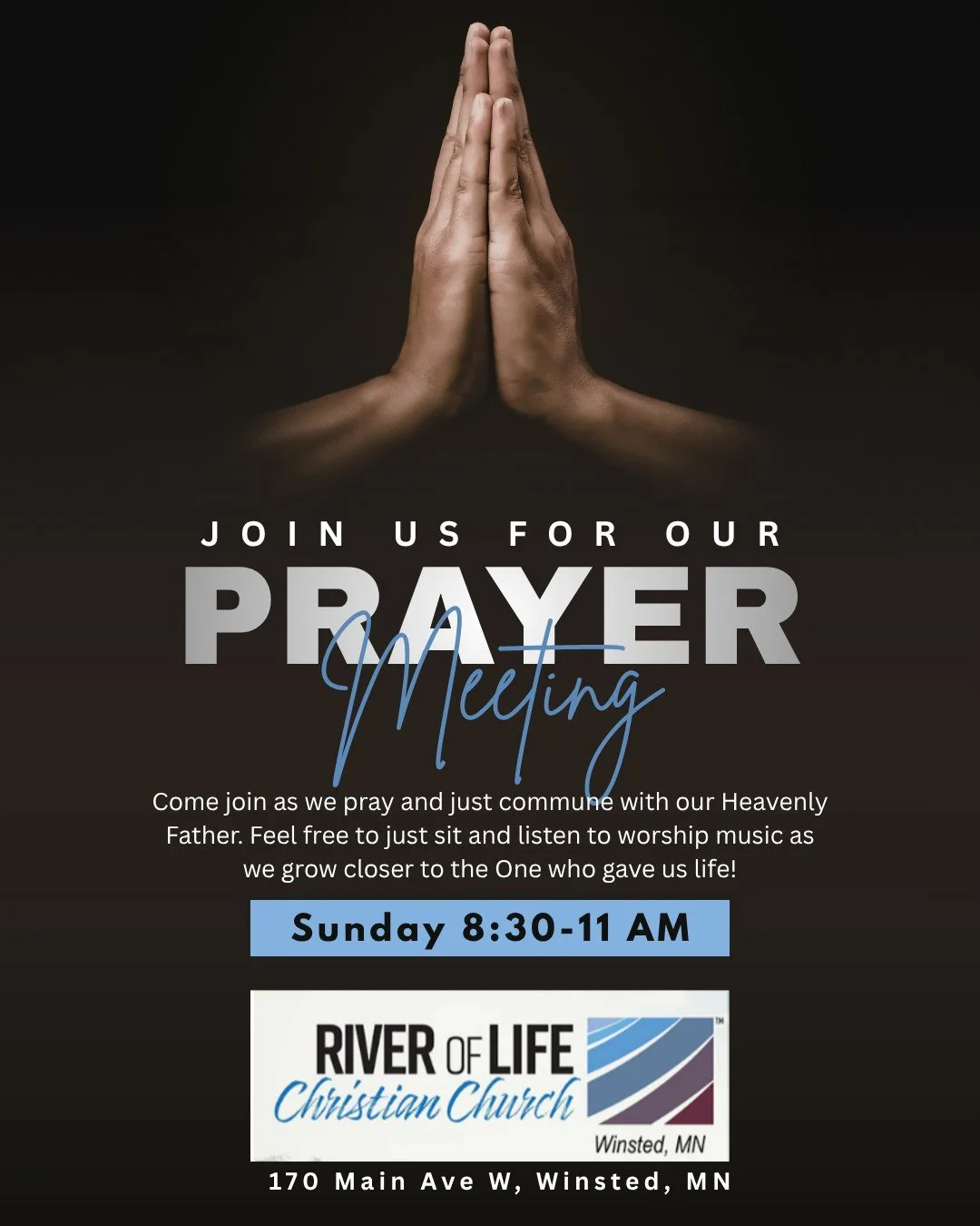 🙏Sunday mornings at River of Life. 8:30-11:00 am is our prayer meeting. Everyone is welcome. Come join us as we pray and just commune with our Heavenly Father. Feel free to just sit and listen to worship music as we grow closer to the One who gave u