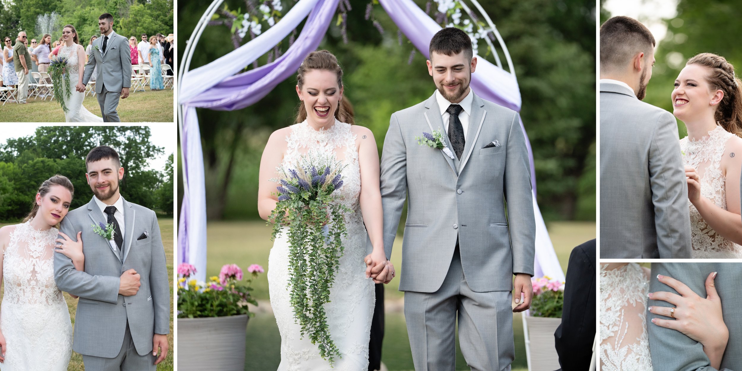 Bride and groom walking back down the isle as mr and mrs |