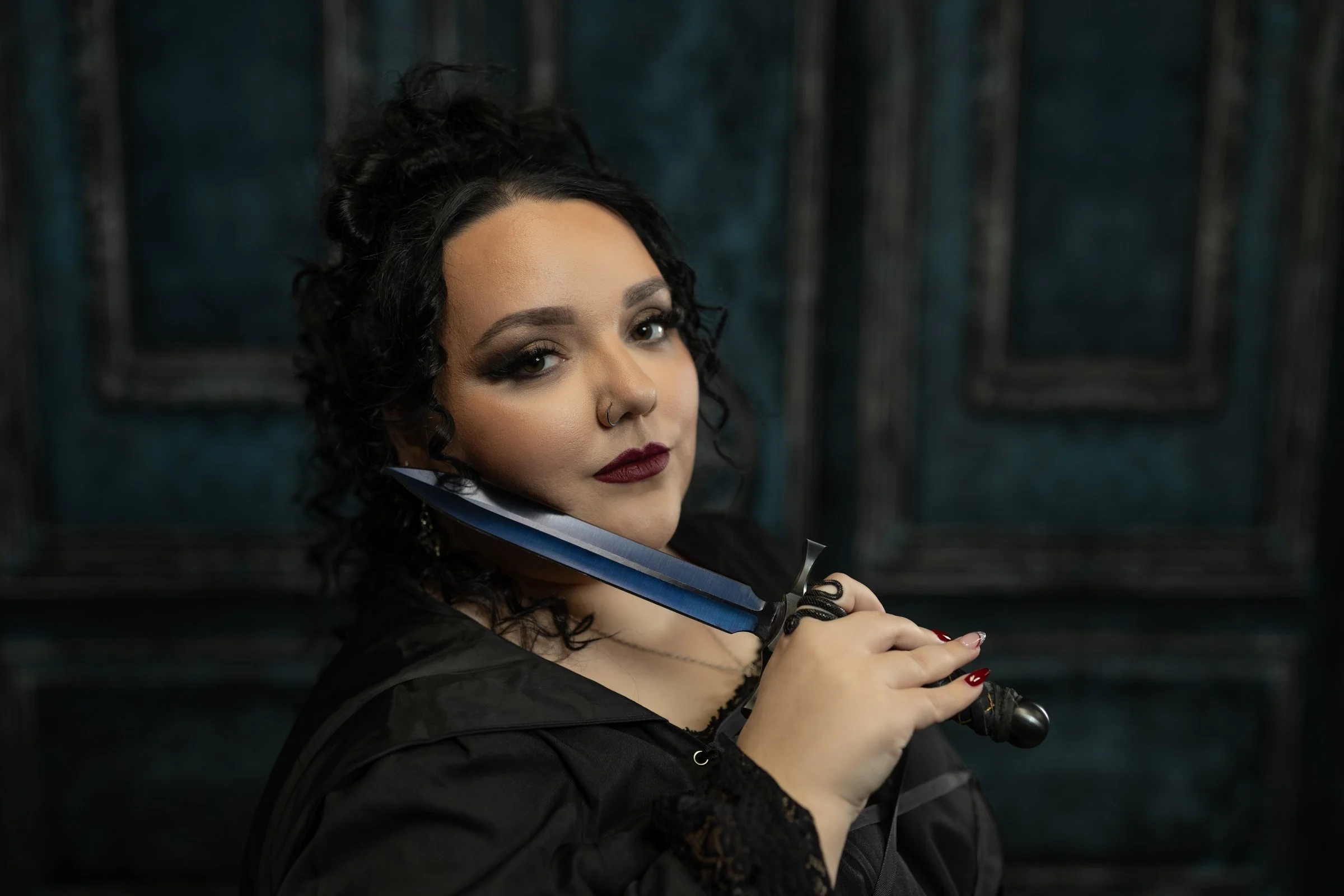 Woman With Dagger | Fantasy Author With Dagger