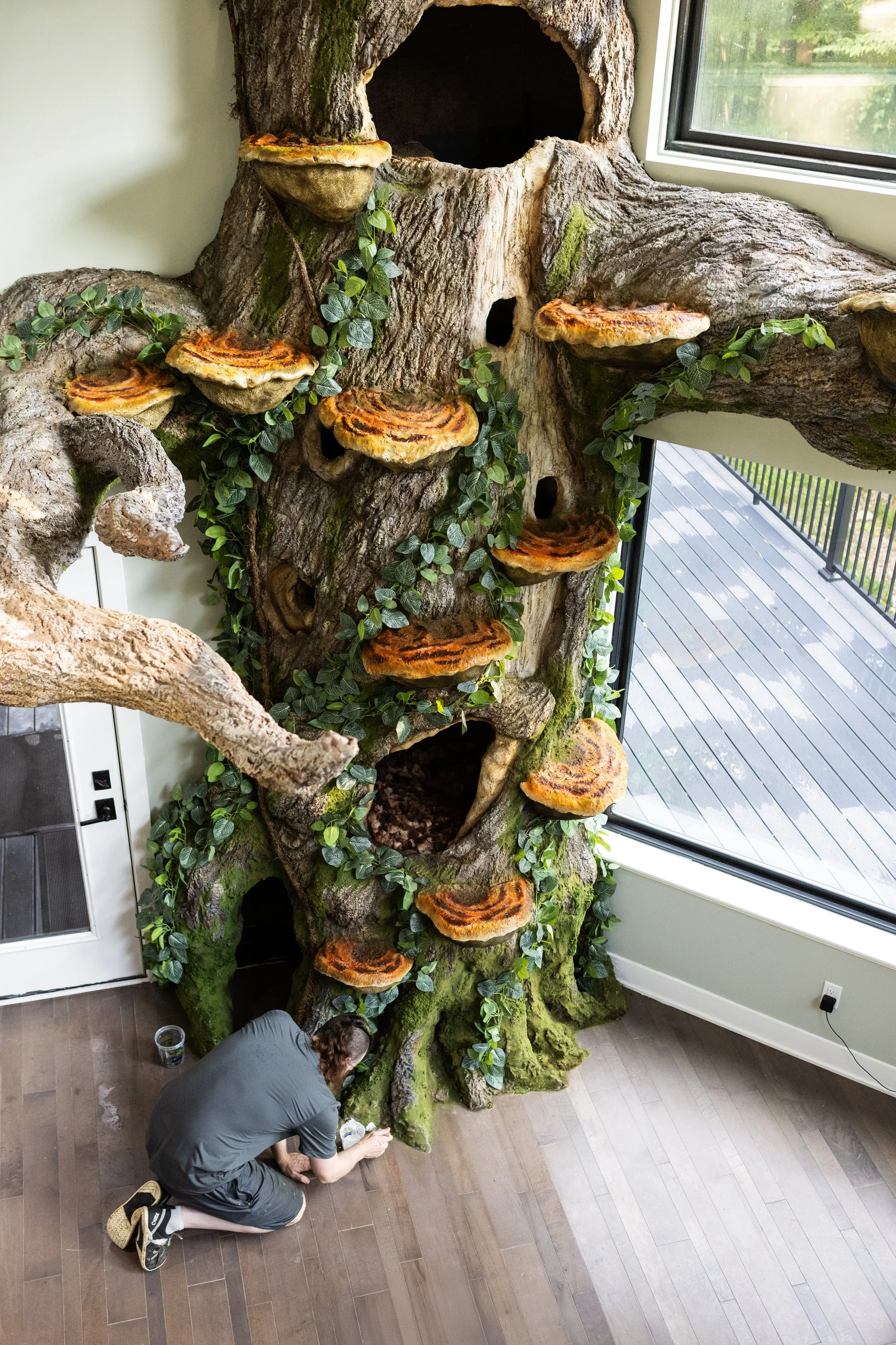 Artist Arend Smith working on World Record Breaking Cat Tree