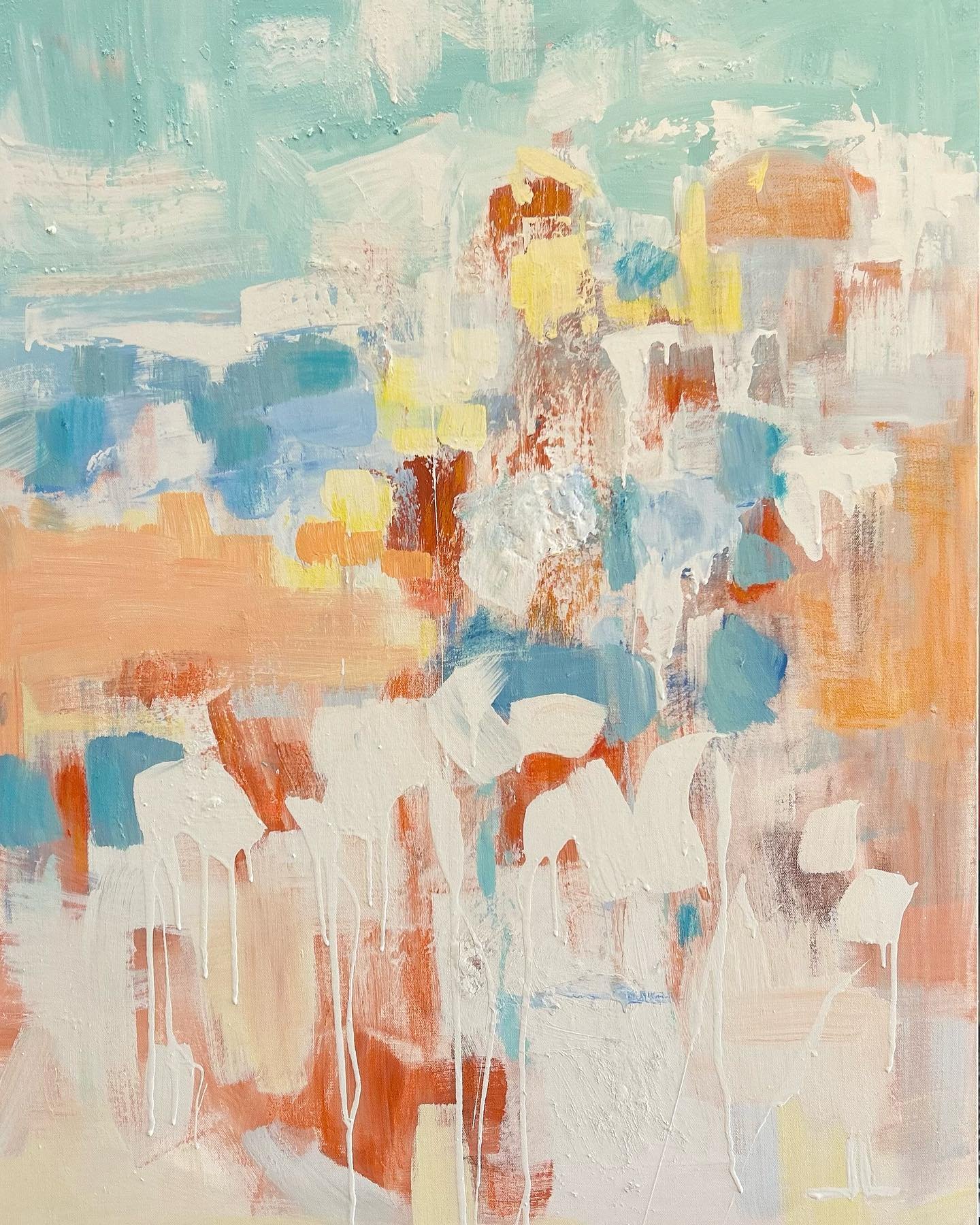 Acrylic and pastel on canvas. 30x40 #abstractart #lifeincolor