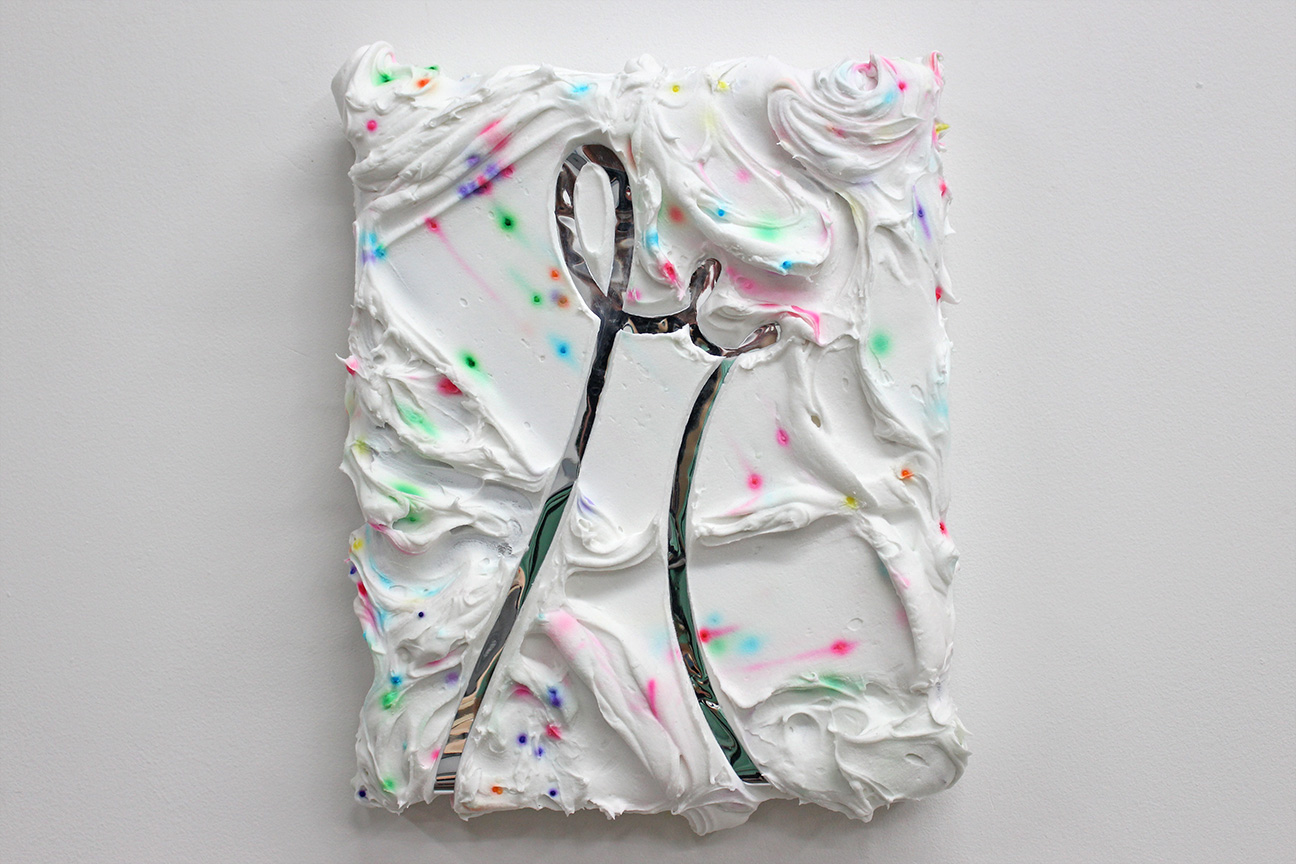 An unexpected comfort Acrylic, sprinkles, and reflective mylar on canvas 10" x 8" 2015