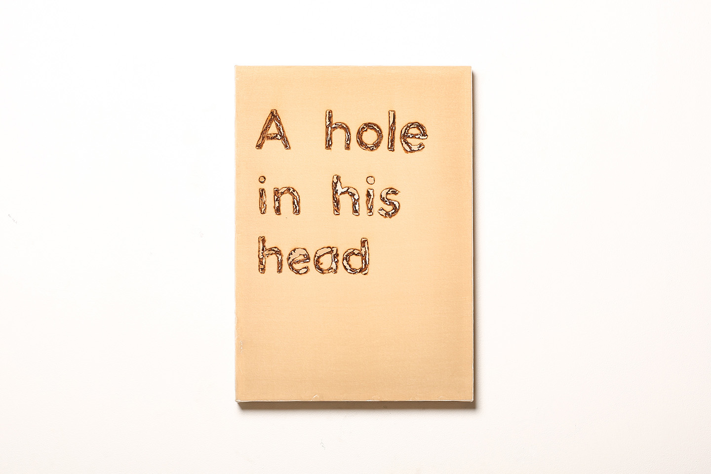   A hole in his head  Hand burnt text on velvet 24" x 17" 2016 