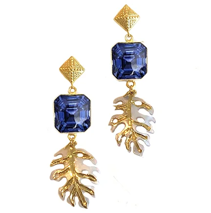 Sapphire wooden Gem leaf Earrings_web size.jpg