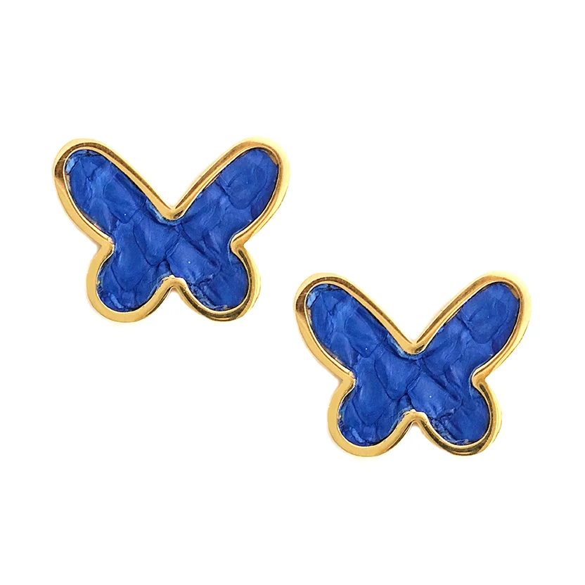 Cobalt Blue Snakeskin Butterfly Post Earrings.jpg