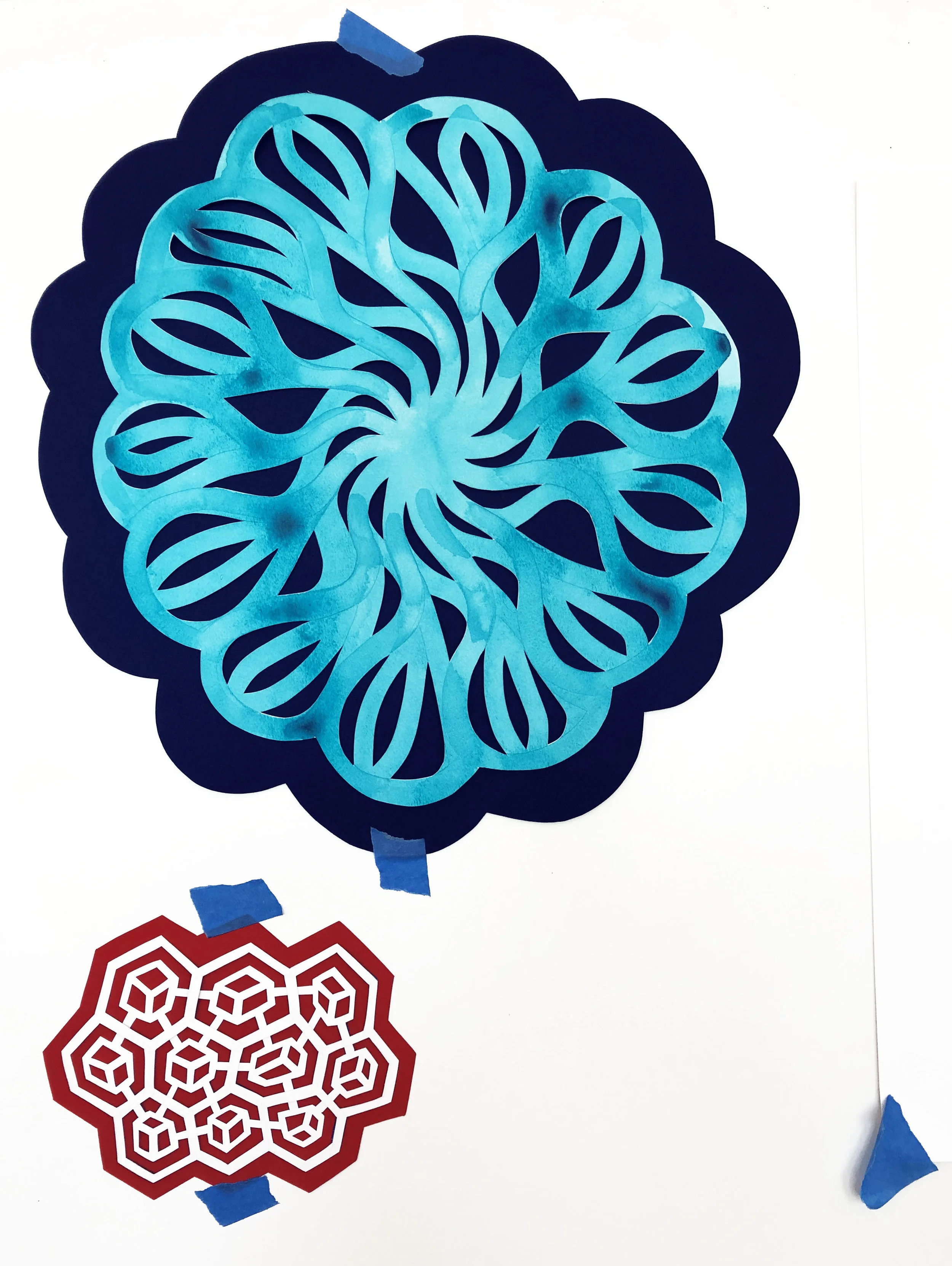These are paper-cuts that I made to help me conceptualize layering, movement, and negative space.