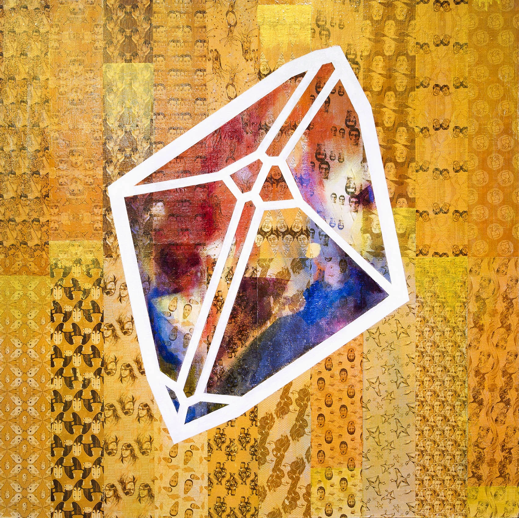 Xenotime (Byobu) 2016 Acrylic and acrylic transfer on linen 39.5" W x 39.5" H x 1"