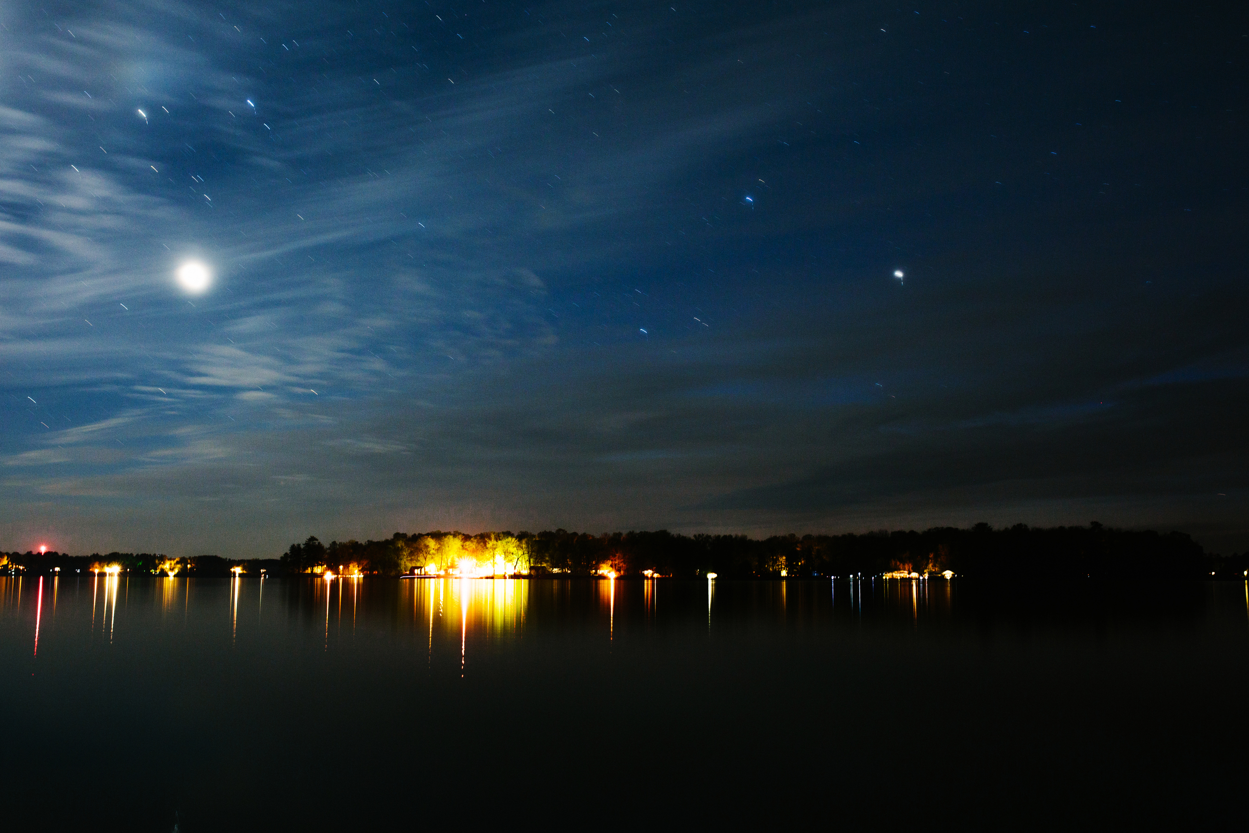 The lake, and some playing around with nighttime photography. 