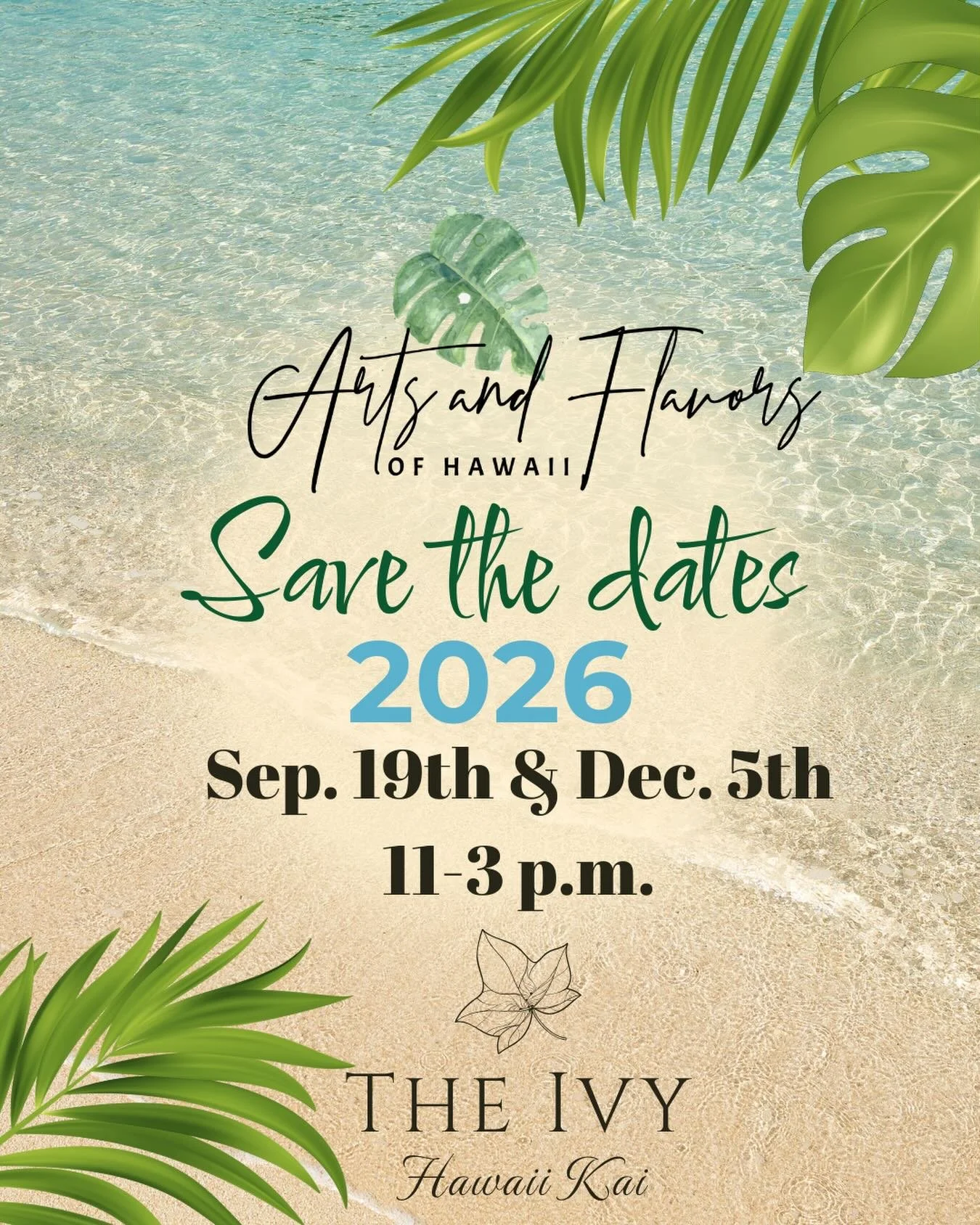 Save the dates for our main event at the Ivy (428 Kawaihae Street) on 9/19 and 12/5.  Interested vendors can email: contact@artsandflavorshi.com. 📆🌴☀️