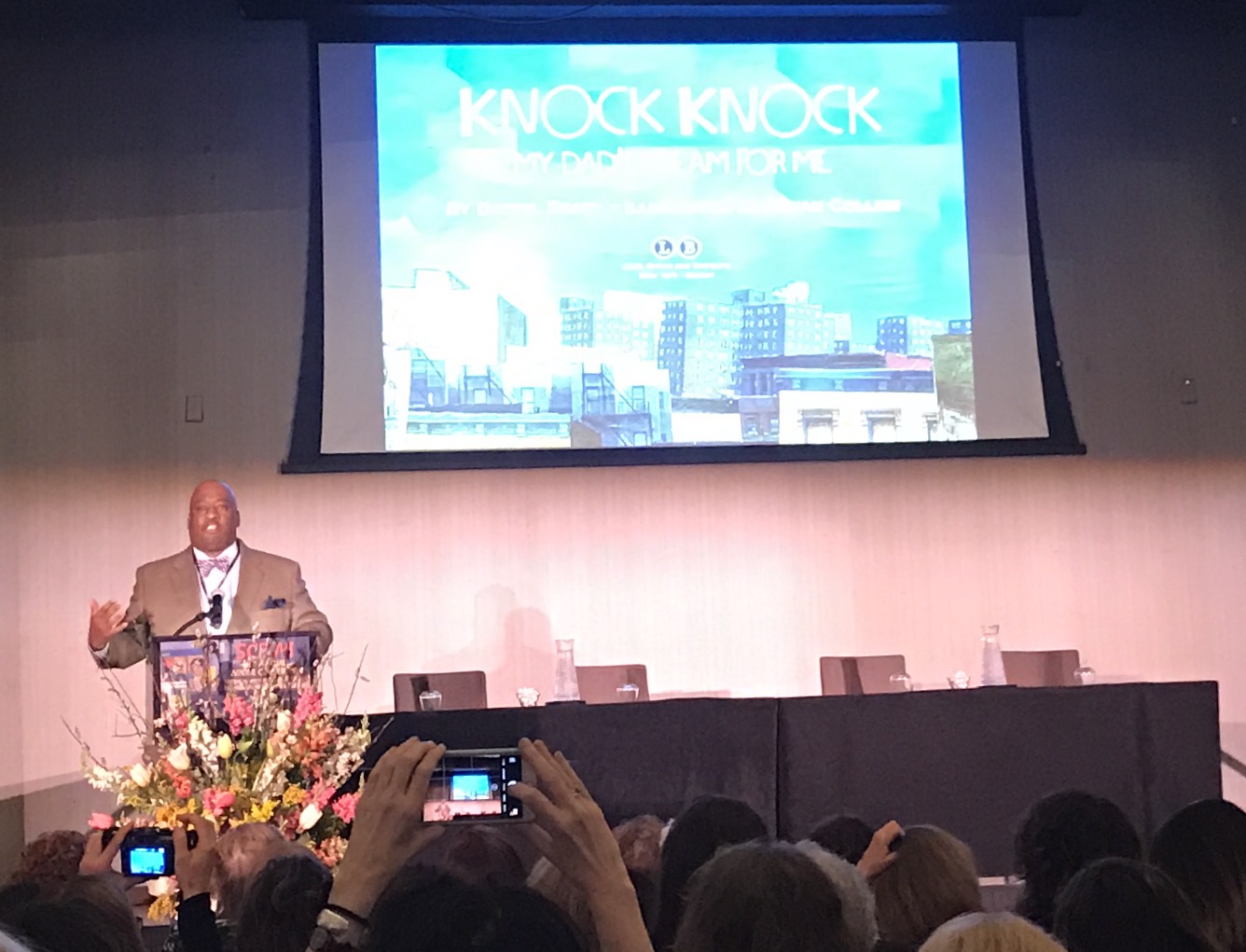 Bryan Collier addressing SCBWI at the national winter convention. Photo Credit: Liz Summit, 2017