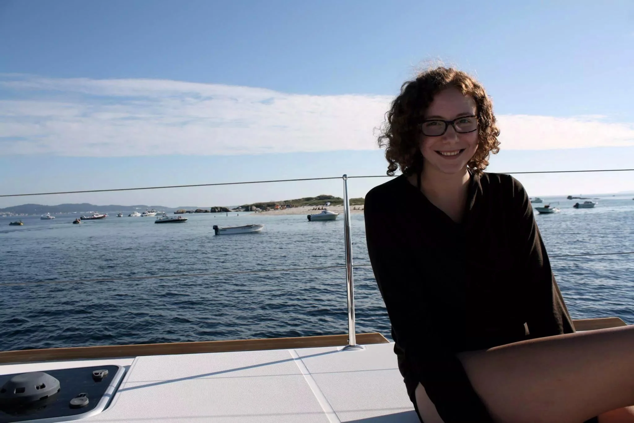 This is me on the boat in front of the little island. I've decided I need to buy a boat and go find my own little island in the Atlantic. 