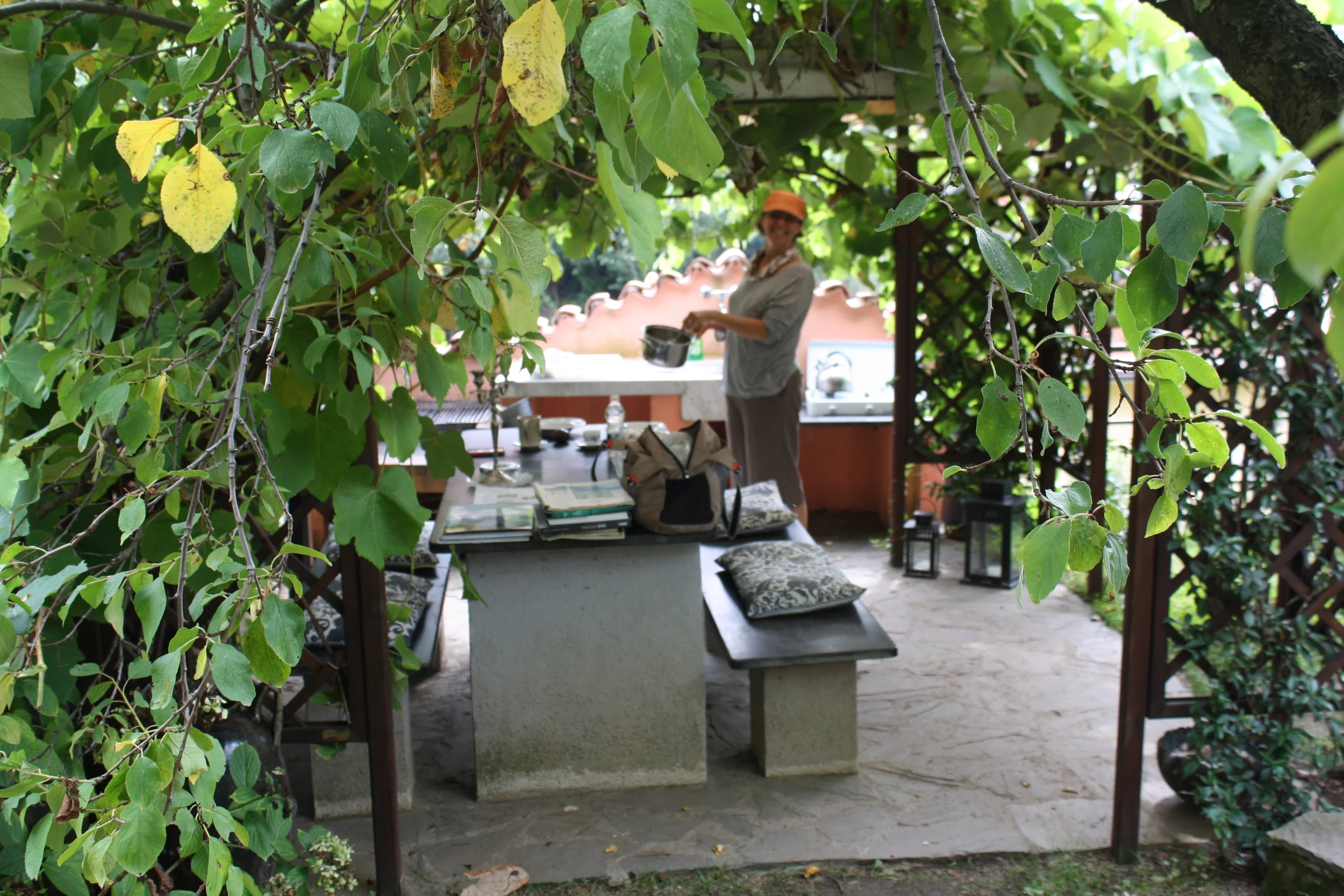 We had a little outdoor kitchen with a table to cook on. 