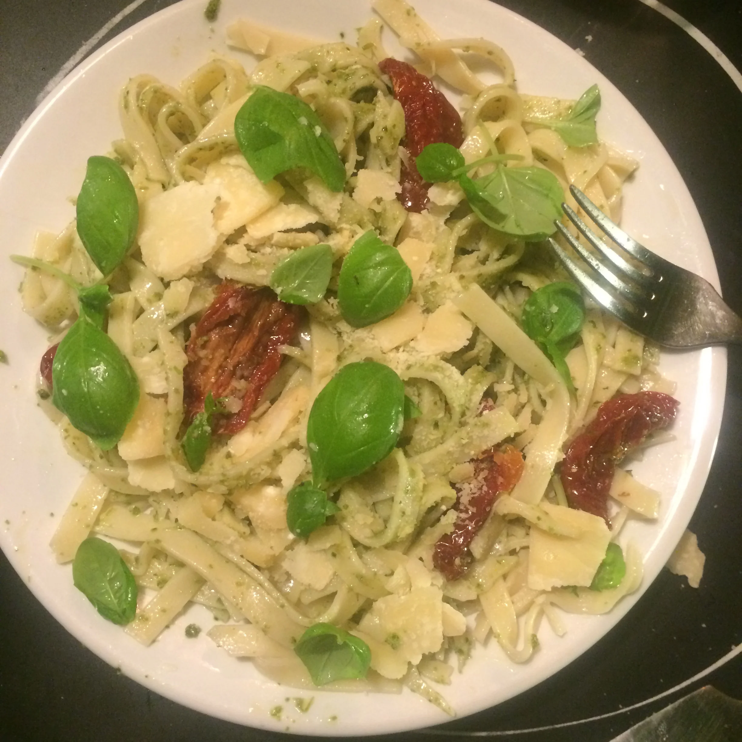 Pasta, basil and sun-dried tomatoes, how Italian can you get? 