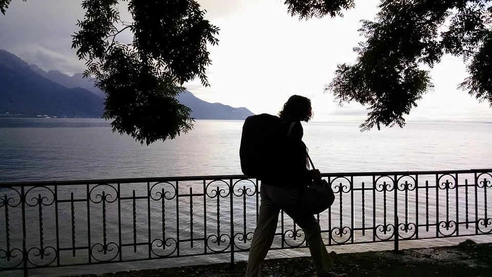 Walking to the train station along Lake Geneva. 
