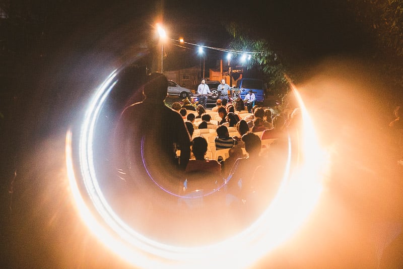 Church revival Service in the middle of the street in a neighborhood in Escuintla, Guatemala. 