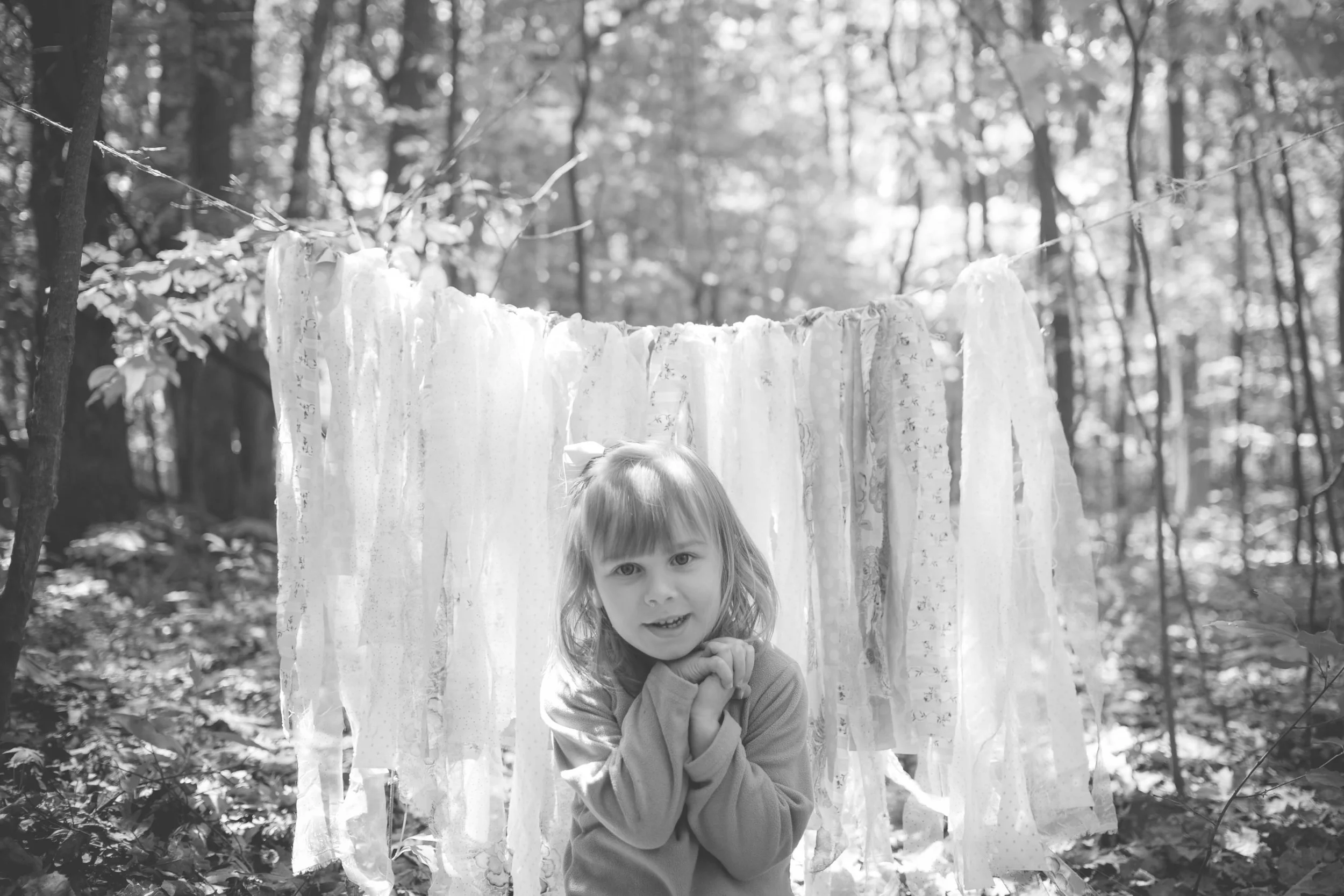 So, I made this cute little ribbon backdrop that I thought would be so cute for Sydney's photos, but by the time we got it up, the girl was DONE. Luckily, big sister Charlotte was ready for her close up! 