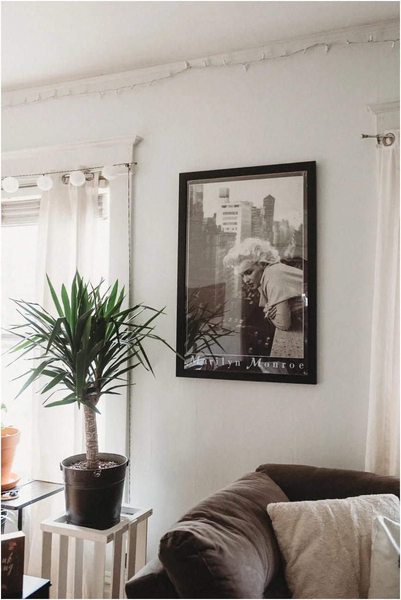 I’m also showing some photos of my living room/office area! I always encourage my boudoir clients to bring friends if they’d like. When I’m actually shooting, I prefer to keep that more private. I think it can be easier for someone to open up when they aren’t being watched. But, friends are great to have to around. It’s a fun experience to share with your best friend, they’re great for giving outfit advice, and they are super encouraging! So they are welcome to hang out in the living room, drink mimosas with us, and eat some snacks! (I always provide drinks and snacks!)