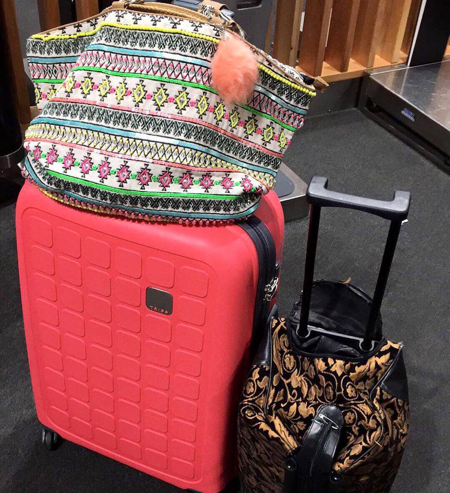 Coral suitcase carpet bag aztec travel stylish luggage